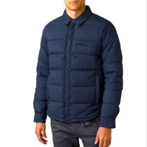NWT PRANA PINCHOT DOWN SHIRT JACKET SHACKET LARGE NAVY NAUTICAL BLUE